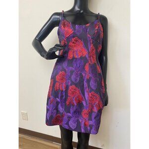 Liv Foster Women's Purple Pink Casual Floral Jacquard Fit & Flare Mini Dress NWT